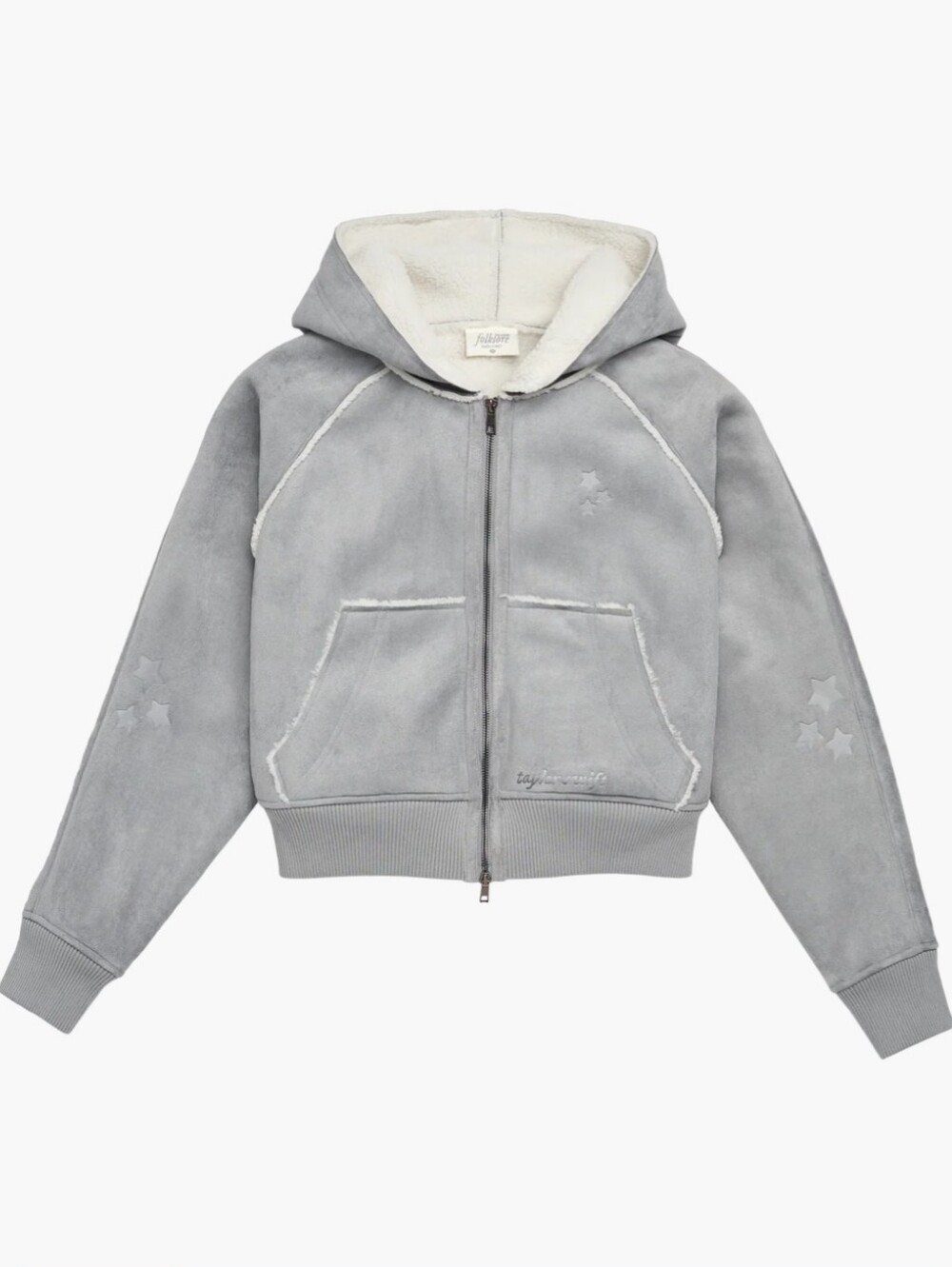 Taylor Swift Folklore Gray Suede Bomber Cropped Jacket, Size XS, Swifty Merch